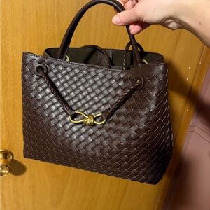 Handwoven Brown Leather Tote Bag